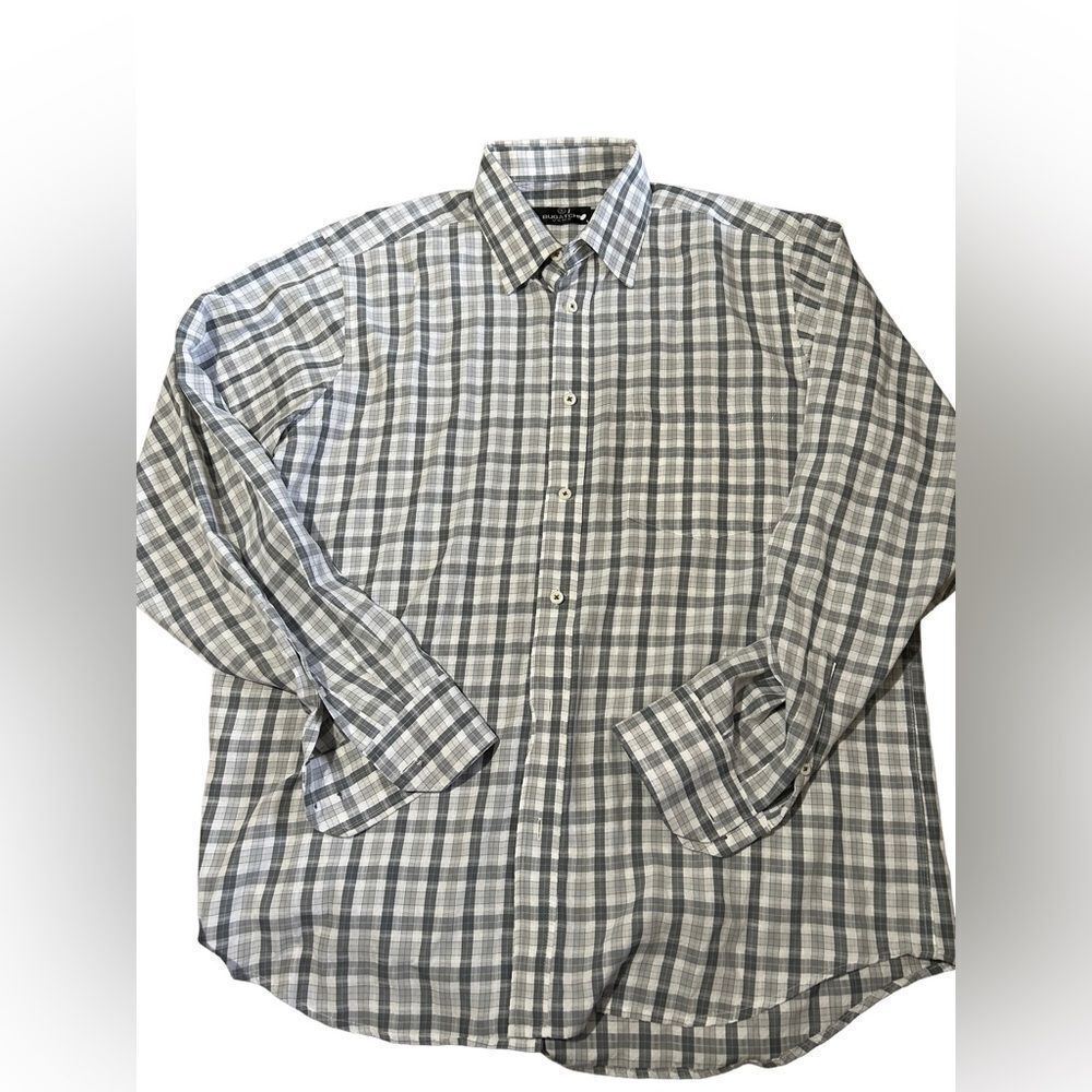 Bugatchi Gray Plaid Button Down Shirt